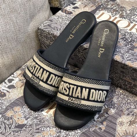 dior dway sandals black|christian Dior dway slide sandals.